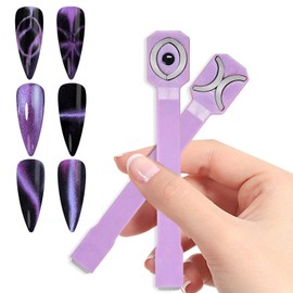 MOLILON Three-In-One Nail Magnets for Nail Art Strong Nail Magnet Stick Multi-function Nail Magnet 3d Cat Eye Gel Nail Polish Magnetic Wood Tools for Nail Salon or DIY Supplies - Purple