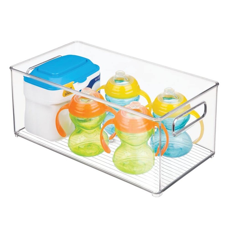 mDesign Plastic Deep Bin Organizer Caddy Container w/ Handles for