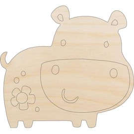Hippo - Laser Cut Out Unfinished Wood Craft Shape HIP2 3 Pieces @ 3" / 1/4" thick