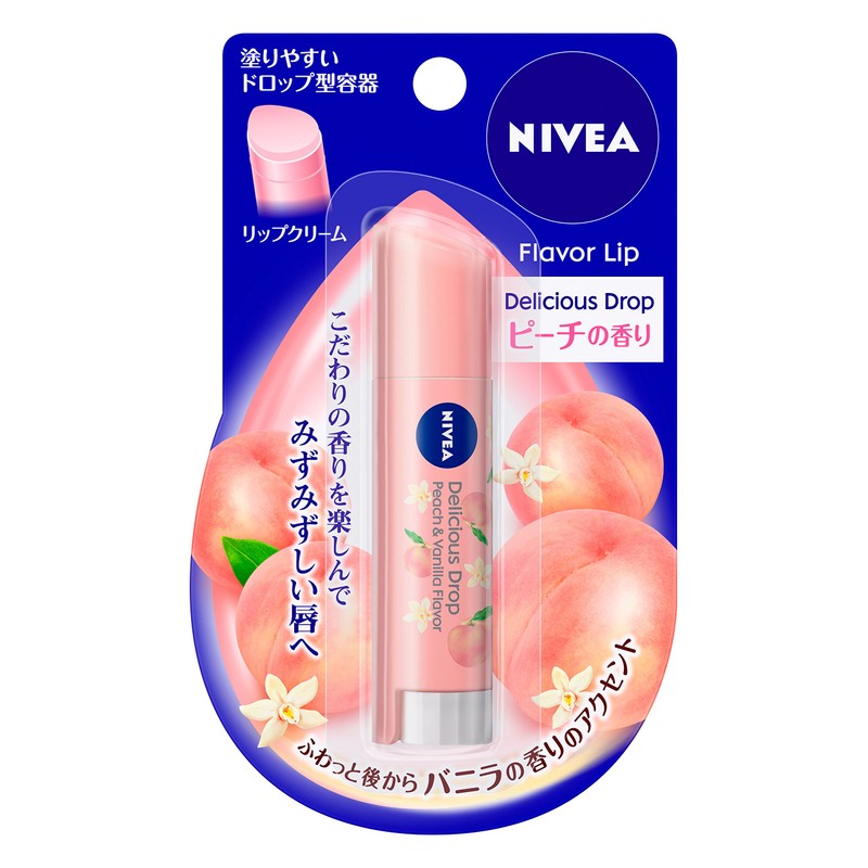 Nivea Flavor Lip Delicious Drop Peach Flavor 0.12 oz (3.5g)
