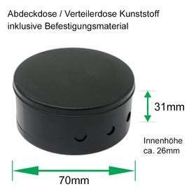 Professional Junction Box Set Black Including 3x Through Terminals 221-2411 and Mounting Accessories Diameter 70 x 32 mm Surface-Mounted Box Connection Box Canopy Ceiling Socket