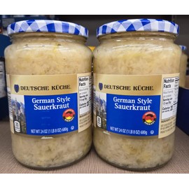 Deutsche Kuche German Style Sauerkraut 24oz 680g (Two Jars)