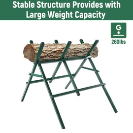 HIGOOD Metal Saw Horses Folding Heavy Duty Sawhorses Adjustable Height Log Sawhorse Holder for Cutting Wood 2.5X3.4X2.7FT