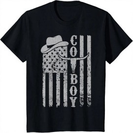 Western Country Men Teen Boy Kid Rodeo Southern Vintage Solid Blank Cowboy T-ShirtColor: Multicolor, Size: M