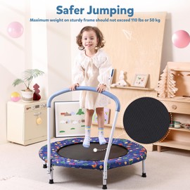 Skepphlay 36" Mini Trampoline for Kids, Kids Trampoline with Handle, Indoor Outdoor Use, Kids Trampoline Indoor for Boys Girls Age 3-6