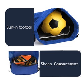 BROTOU Gym Bag Football Bag Backpack with Drawstring Adjustable Drawstring Gym Bag Waterproof Sports Bag for Men Women Children Youth, blue, Retro