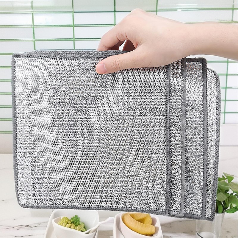 Multipurpose Double Layer Non Scratch Scrubbing Wire Dishwashing Rags for