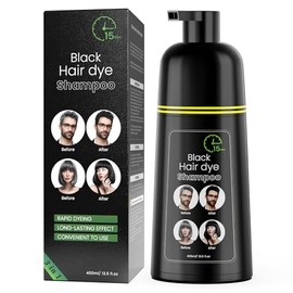 Champú Tinte para Cabello Negro, Champú Semipermanente para El Cabello para Mujeres y Hombres, Ingredientes A Base de Hierbas y Sin Amoniaco, 3 En 1-1