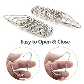 Shower Curtain Rings, Rust Proof Metal Shower Hooks for Bathroom Shower Curtains Rods Hangers - Set of 12, Nickel