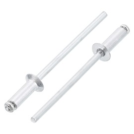 sourcing map 50Pcs 1/8"x3/8" Aluminum Blind Rivets, Aluminum Grip and Steel Mandrel, Countersunk Head Long Split Rivets for Metal, Furniture, Automotive, Silver