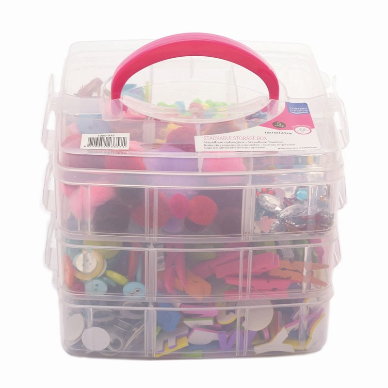 Vaessen Creative 1009-035 Stackable Storage Box 18 Compartments for Storing