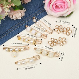 12PCS Pearl Pin-Style Waist Tighteners Decorative Brooch Clips Safety Pin