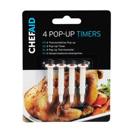Chef Aid Pop Up Roasting Timers, Perfect for use with Poultry, ideal for up to 10Kg Turkey, Each pack includes 4 timers, White