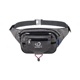 Waterfly Bum Bag for Men and Women, Sports Belt Bag, Waterproof Waist Bag with 5 Compartments, Ideal for Outdoor, Cycling, Travel, Hiking, grey
