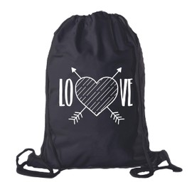 Valentine's Day Bags, Cotton Drawstring Cinch Backpacks, Valentines Day Gift Bags - Black CA2725VAL S3