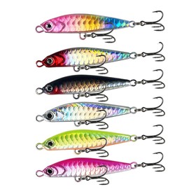 SSyang Bait, 6 pieces artificial bait, bait set, fishing lure, bait trout, 4.9 cm, fishing lure with triple hook, trout fishing spinner fishing lure set, for freshwater salt water fishing (multiple