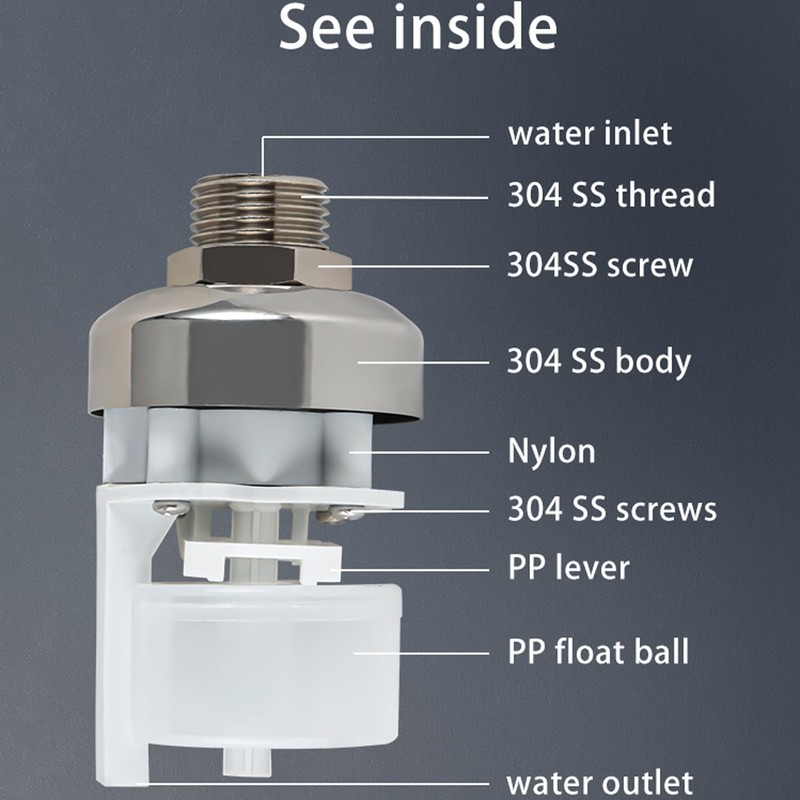 1/2 Inch Water Float Valve 304 Stainless Steel Automatic Water