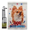 Breeze Decor Patriotic Brown Chihuahua Garden Flag Set with Stand