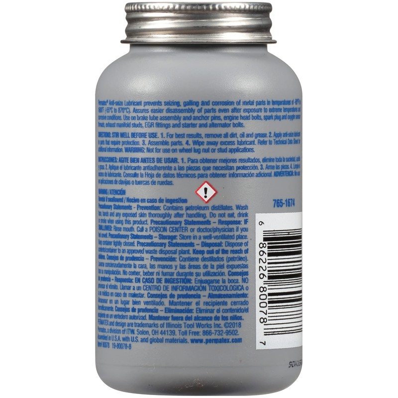 Permatex 80078 Anti-Seize Lubricant With Brush Top Bottle Prevents Galling,