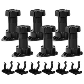 Tongdejing 6 Pcs Adjustable Kitchen Cabinet Legs,with 6 pcs Toe Kick Clip Plinth Feet Clips Cupboard Plastic Height Furniture Cupboard Leg Adjustable Feet for Kitchen Bathroom Cabinet (size:80-130mm)