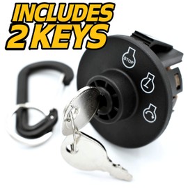 HD Switch Starter Ignition Key Switch Replaces Toro 117-2222 Grandstand, Grand Stand - w/ 2 Keys & Free Carabiner