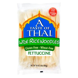A Taste of Thai Fettuccine Rice Noodles (Straight Cut)| Restaurant-Quality Thai Flavor in Minutes | Vegan, Gluten-Free,Wheat Free, Non-GMO| Perfect for Stir-Fries, Soup & Asian Dishes 16 oz, Pack of 1