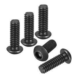 DTGN 1/4"-20x3/4" Button Head Socket Cap Screws - 5Pack - Good for Road Bicycle, Mountain Bike, Auto, Motorcycle - Carbon Steel Black Oxide - Hex Socket Drive Fasteners