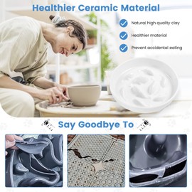 IDOGCHEW Anti-sling ceramic bowl, anti-slinging bowl cat with high edges to prevent falling out and easy to clean, slow feeder for cats and small dogs, white