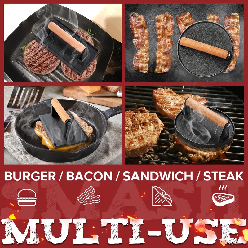 Grilliance 5pcs Smash Burger Press Kit, 3 in 1 Hamburger