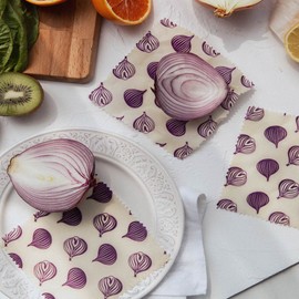 Nuts Beeswax Cloths for Food, Onion Set of 2, Reusable Oilcloths, Beeswax Wrap, Beeswax Cloth, Alternative to Cling Film