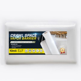 Crawl Space Vapor Barrier, 10 Mil Vapor Barrier, 12' x 12', Drop Cloth Moisture Barrier Covering for Crawlspace Encapsulation, Thick Plastic Sheeting, Polyethylene Film, Black and White Panda Film