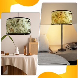 Gohytal Lampshade Floor Lamp, E27 Round Table Lamps Rustic Lampshades Retro Woven Modern and Vintage Lampshade Floor Lamp Pendant Lamp Boho Lampshade for Living Room B