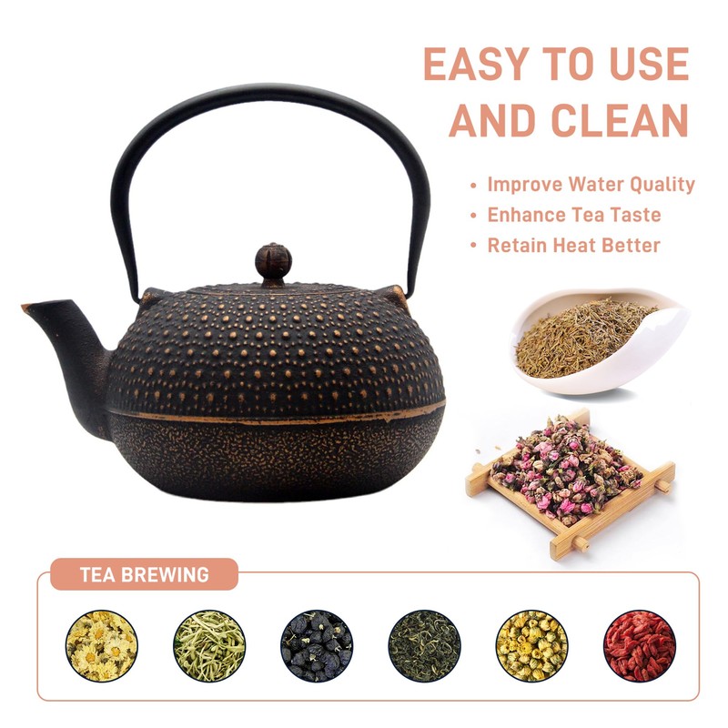 YJX 60.9oz Large Cast Iron Teapot for Stovetop Safe, 6