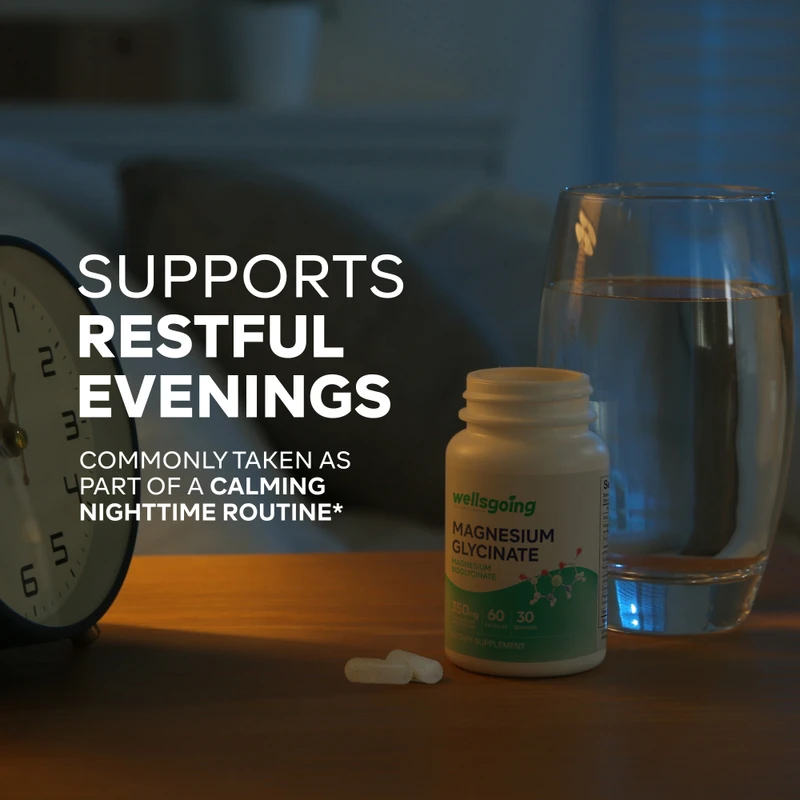 Wellsgoing Magnesium Glycinate Supplement, Chelated Magnesium for Muscle, Nerve &