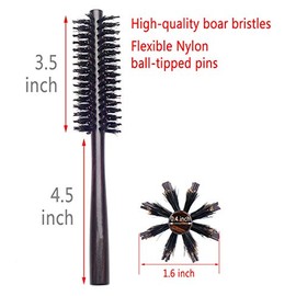 PERFEHAIR Small Round Hair Brush for Thin or Short Hair, Mini Round Mixed Boar Bristle Beard Brush for Men