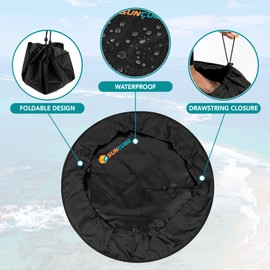 SUN CUBE Wetsuit Changing Mat, Waterproof Surf Bag, Drawstring Wetsuit Bag, Surfing Accessories for Kayakers, Dry Bag for Beach, Durable Compact No Leak Mat for Scuba (Black)
