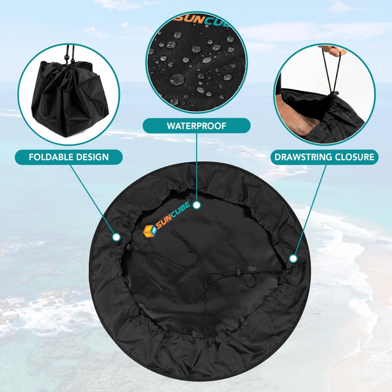 SUN CUBE Wetsuit Changing Mat, Waterproof Surf Bag, Drawstring Wetsuit