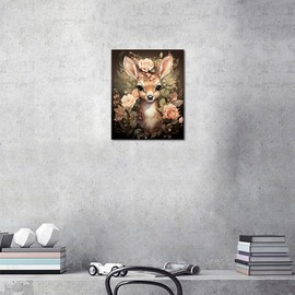 TISHIRON DIY Paint by Numbers for Adults, Cute Deer with Flowers, Paint by Numbers, 16 x 20 Inch Paint by Numbers Set for Adults, Frameless Painting by Numbers Art Set