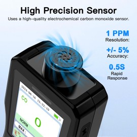 ZYKYCX Portable Carbon Monoxide Detector, Rechargeable CO Detector, 0-1000 PPM, Carbon Monoxide Meter with Sound, Light, Vibration Alert, CO Gas Monitor for Travel, Home & Industrial Use