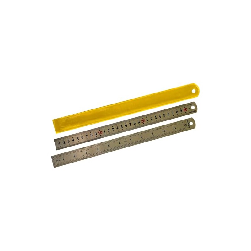 Ickysticky Stainless Steel Ruler, 300 mm Length, Metal Ruler Straight