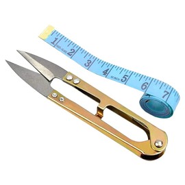 EUROXANTY | Thread Scissors | Carbon Steel Sewing Scissors | One-Hand Scissors | Black | 10.5 cm (Sewing Scissors + Tape Meas