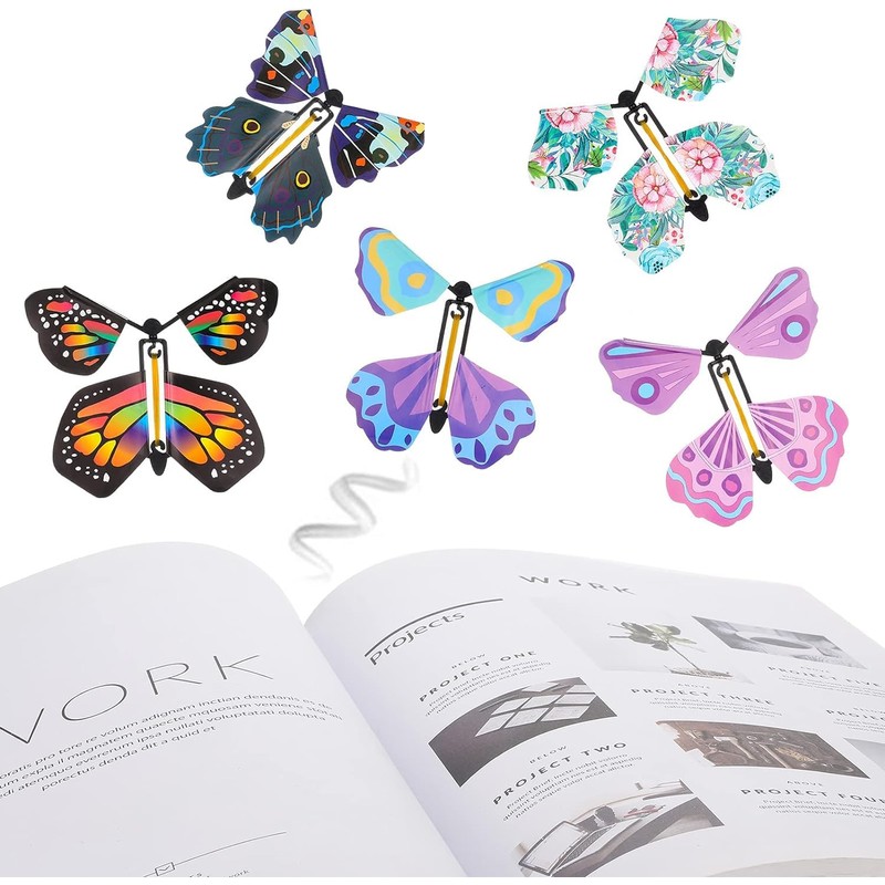 VERALY.MX 15 Mariposas Voladoras Mágicas Regalo Libro Tarjetas Liga Elastica