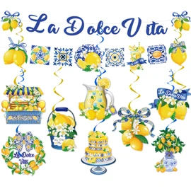EUOYUFO 10pcs La Dolce Vita Party Decorations Include Lemon Citrus La Dolce Vita Banners Hanging Swirls Italian Summer Bridal Shower Wedding Weekend Bachelorette Theme Decor Supplies
