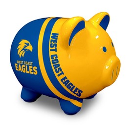 West Coast Eagles AFL Dolomite Piggy Bank Money Box with Coin Slot