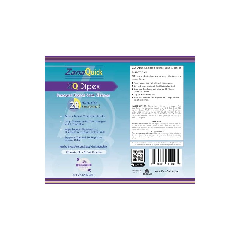 ZanaQuick Nail Soak Dipex- Extra Strength Foot Soak For Damaged