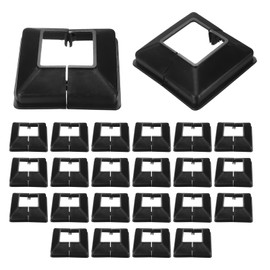 sourcing map 24Pcs Post Base Cover, 3.5"x3.25" (Internal Size 1.5"x1.5") PVC Split Style Post Skirt, Porch Column Wrap for Post Fence Deck Cable Railing Baluster Stair Rails, Black