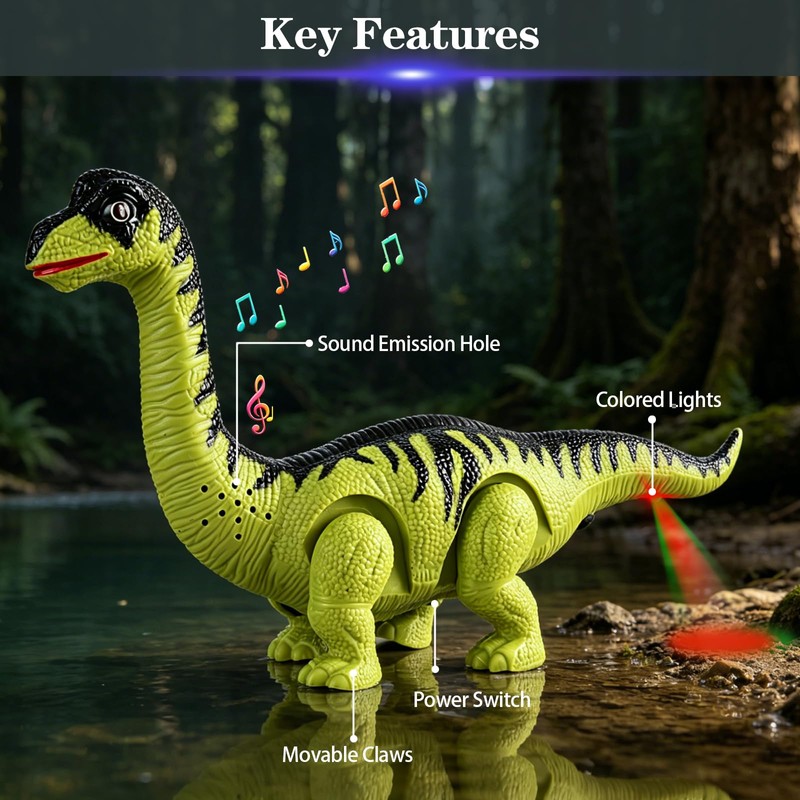 3-Pack Electronic Walking Dinosaur Toys for Toddlers 2-4, Moving Dinosaurs