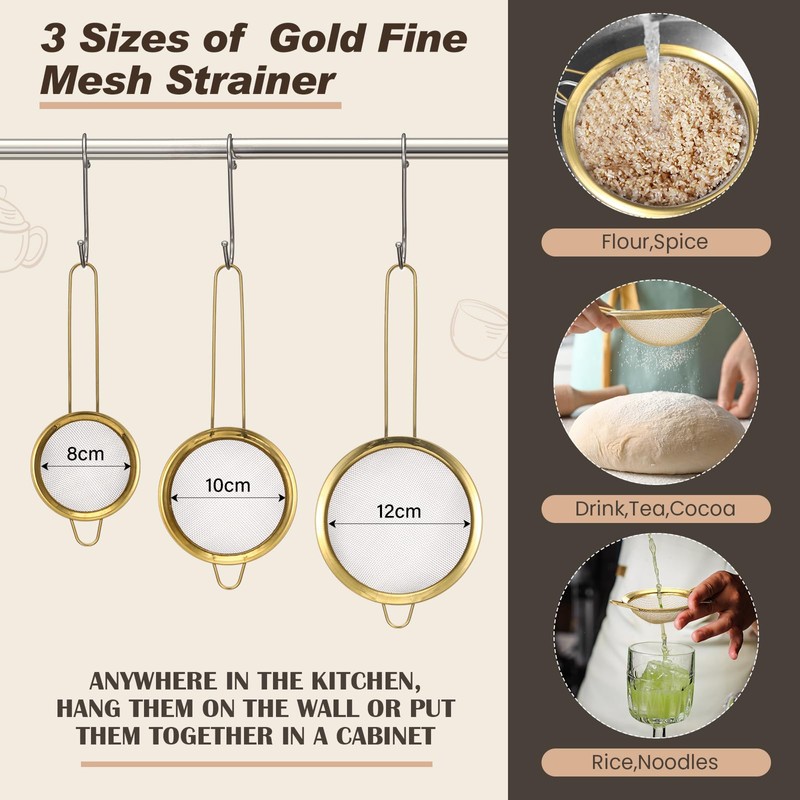 Baderke 7 Pcs Gold Kitchen Accessories Includes Stainless Steel Colander