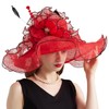 Women Elegant Organza Derby Hat Wide Brim Sun Hats for