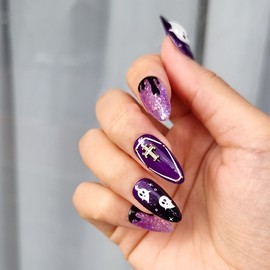 Halloween handmade nail tips - Long Square / 할로윈 수제네일팁 - 롱스퀘어